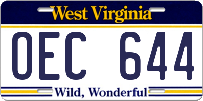 WV license plate OEC644
