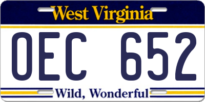 WV license plate OEC652