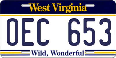 WV license plate OEC653