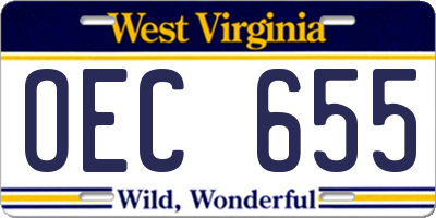 WV license plate OEC655
