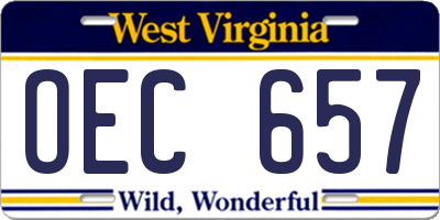 WV license plate OEC657