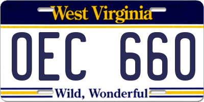WV license plate OEC660