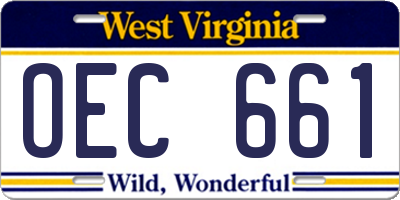 WV license plate OEC661