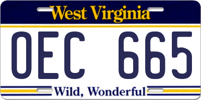 WV license plate OEC665