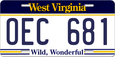 WV license plate OEC681
