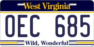 WV license plate OEC685