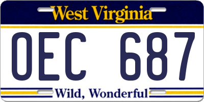 WV license plate OEC687