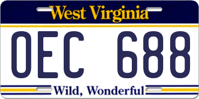 WV license plate OEC688