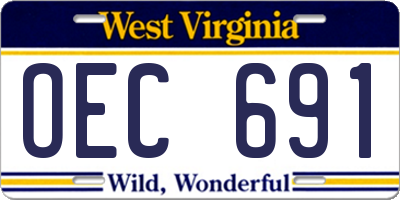 WV license plate OEC691