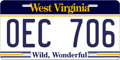 WV license plate OEC706