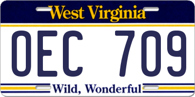 WV license plate OEC709