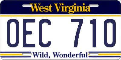 WV license plate OEC710