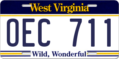 WV license plate OEC711