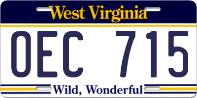 WV license plate OEC715