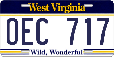 WV license plate OEC717
