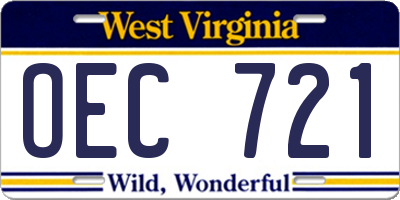 WV license plate OEC721