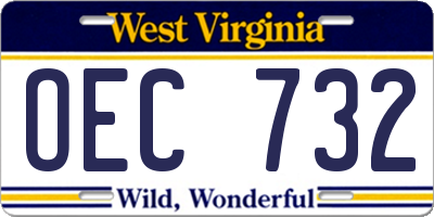 WV license plate OEC732