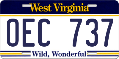 WV license plate OEC737