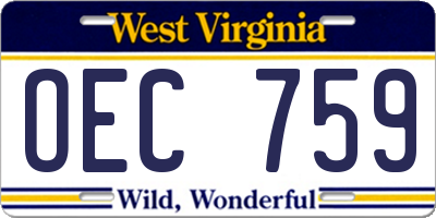 WV license plate OEC759