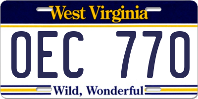 WV license plate OEC770