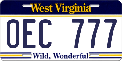 WV license plate OEC777