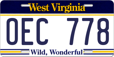 WV license plate OEC778