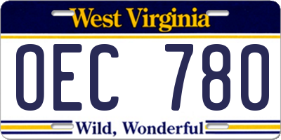 WV license plate OEC780