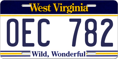 WV license plate OEC782