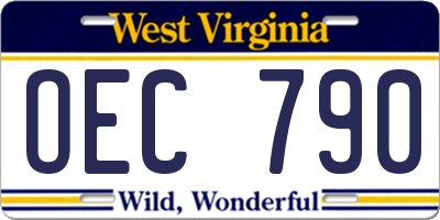 WV license plate OEC790