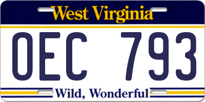 WV license plate OEC793