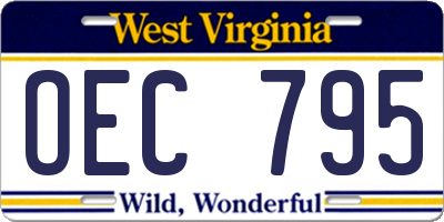 WV license plate OEC795