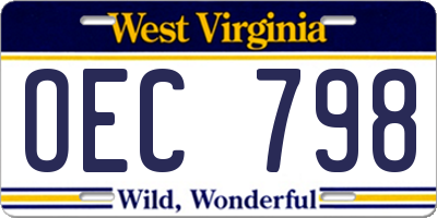 WV license plate OEC798