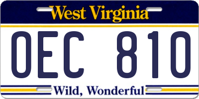 WV license plate OEC810