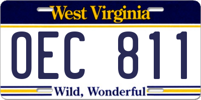 WV license plate OEC811