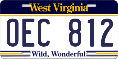 WV license plate OEC812