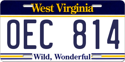 WV license plate OEC814