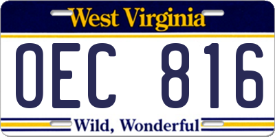 WV license plate OEC816