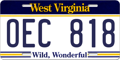 WV license plate OEC818