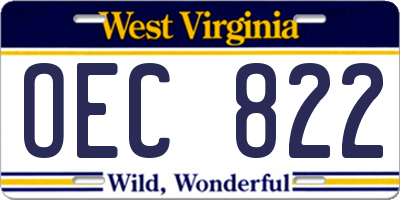 WV license plate OEC822