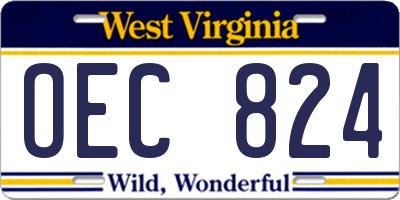 WV license plate OEC824