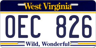 WV license plate OEC826