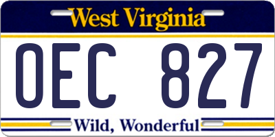 WV license plate OEC827