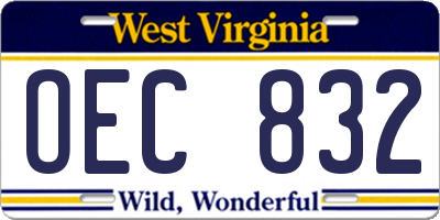 WV license plate OEC832