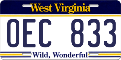WV license plate OEC833