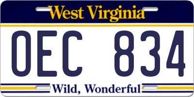 WV license plate OEC834