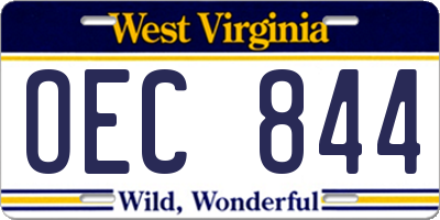 WV license plate OEC844