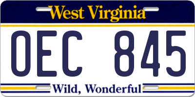 WV license plate OEC845