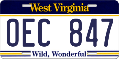 WV license plate OEC847