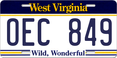 WV license plate OEC849