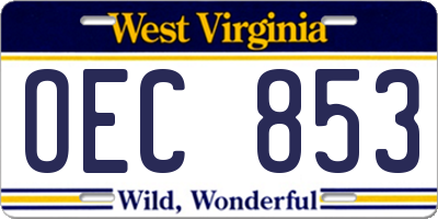 WV license plate OEC853